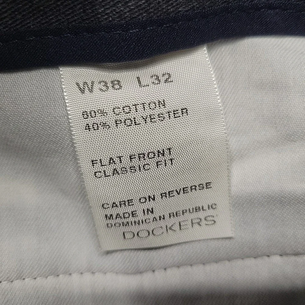 Dockers PantS Mens 38x32 Gray Flat Front Classic Fit Chino Trousers